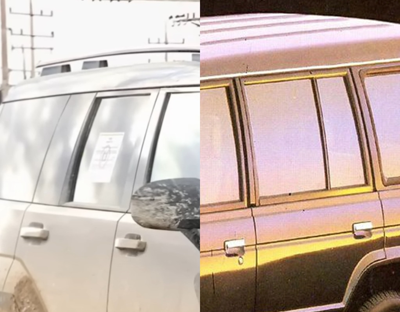 ▲싼타페 풀체인지 예상도와 갤로퍼의 2열 윈도우(사진=유튜버 '하이테크로', 현대차)