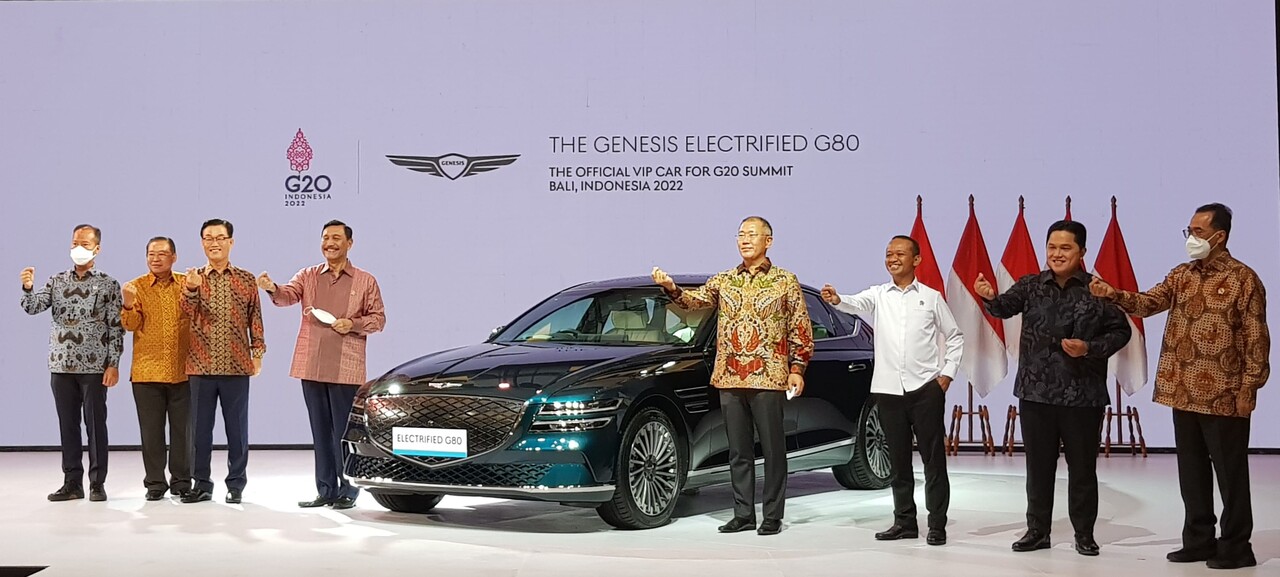 ▲제네시스 ′G80 전동화 모델′, ′G20 발리 정상회의′ 공식 VIP 차량 선정(사진=제네시스)