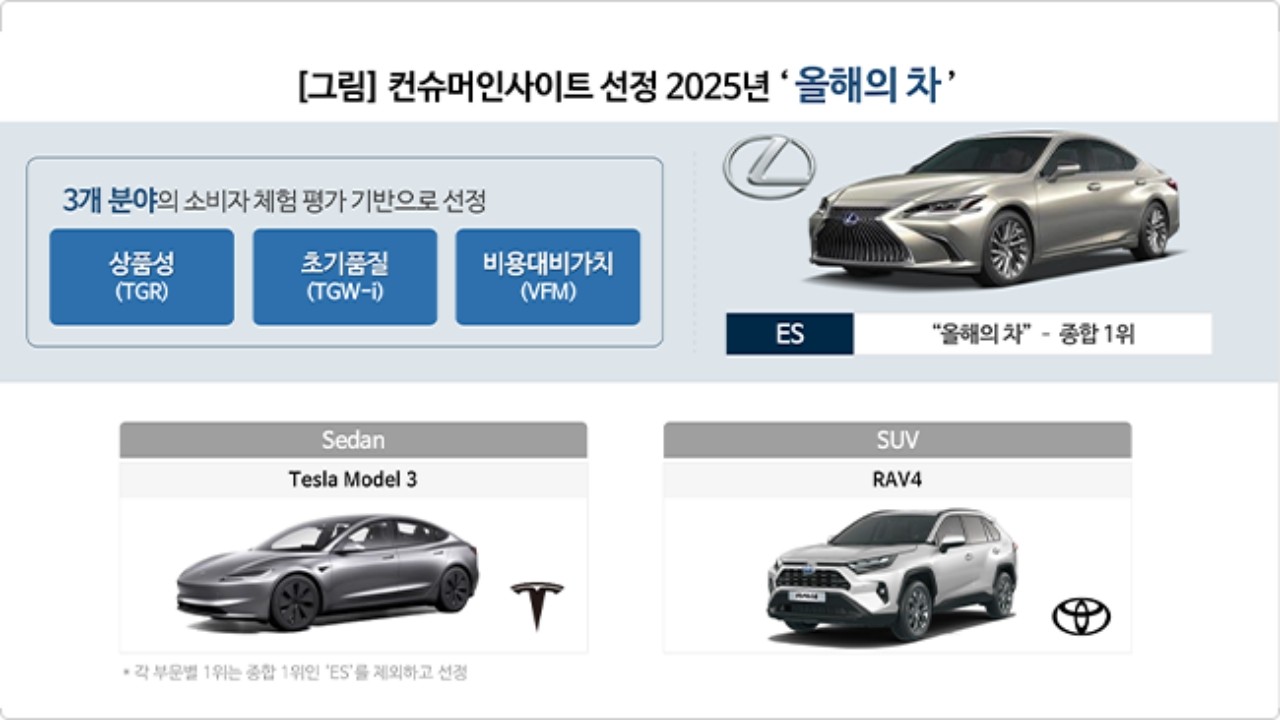 소비자 선정 2025 올해의 차 순위 /사진=컨슈머인사이트