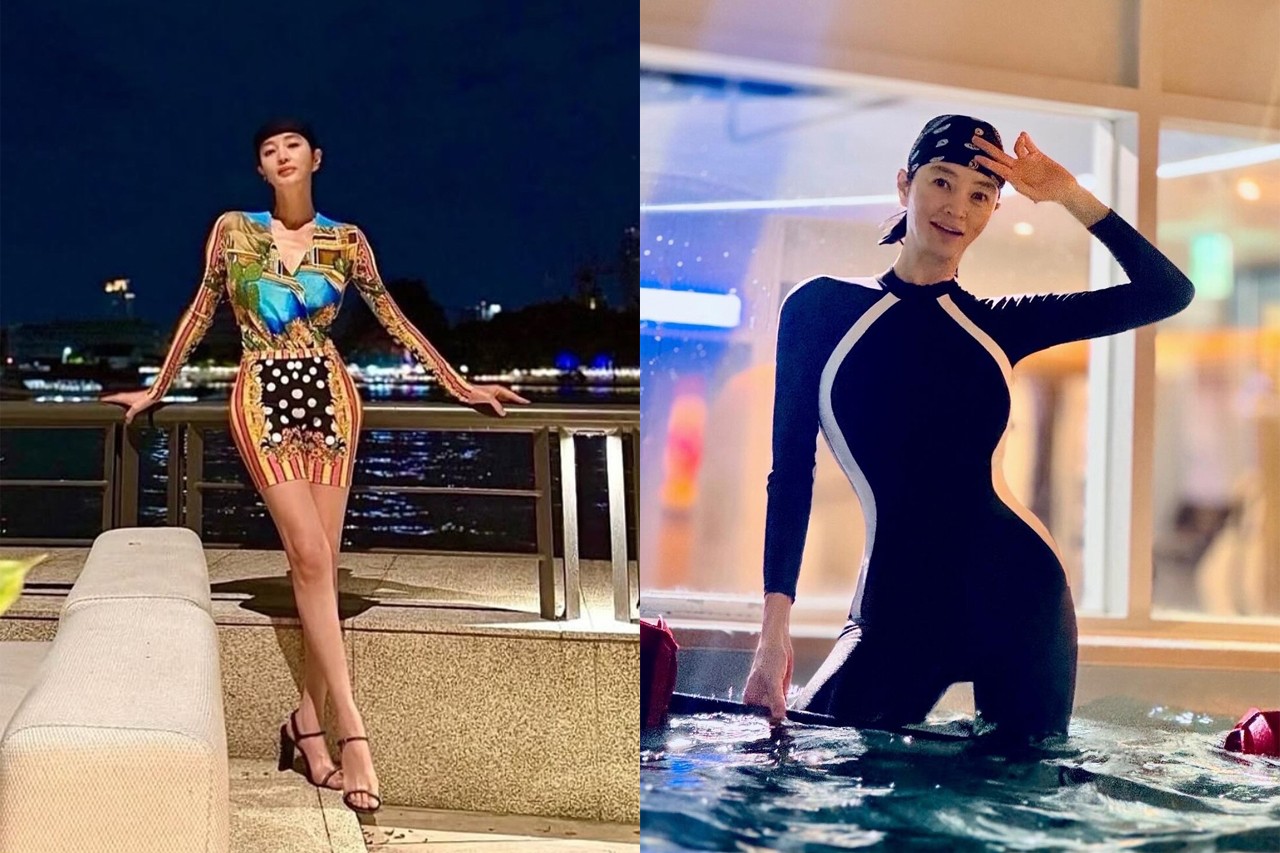 배우 김혜수가 베르사체 바디수트를 입고 몸매를 뽐내 화제다. /사진=김혜수 SNS