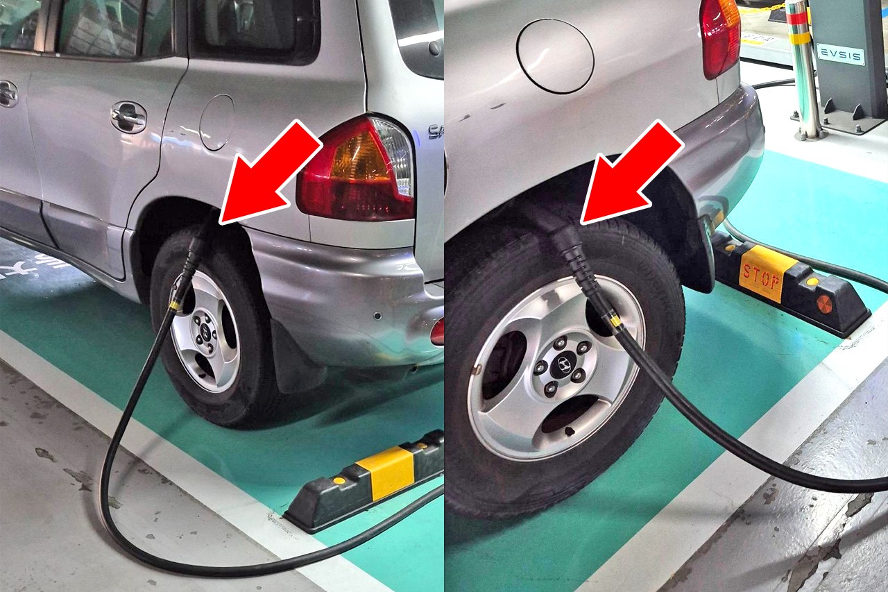 전기차 충전구역에 주차된 싼타페... "차주 본인도 똑똑함에 놀랐을 듯"