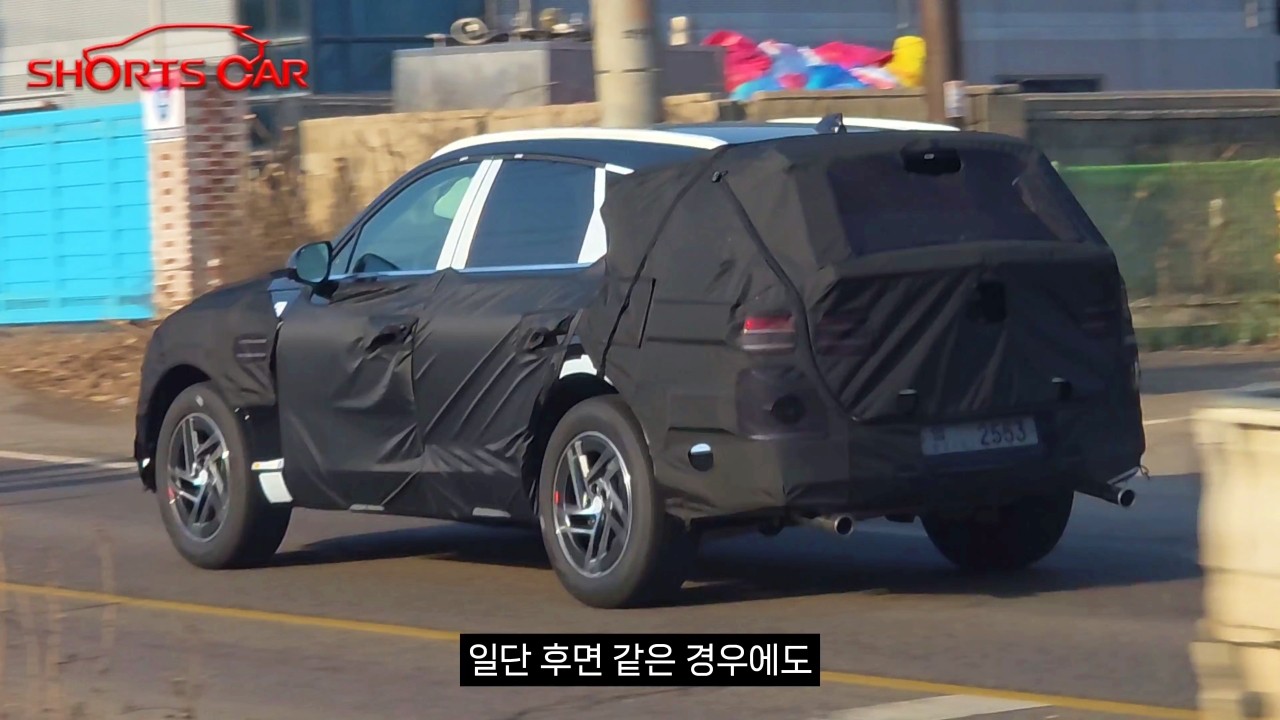 제네시스 GV80 하이브리드 테스트카 스파이샷 /사진=유튜브 '숏카 SHORTS CAR'