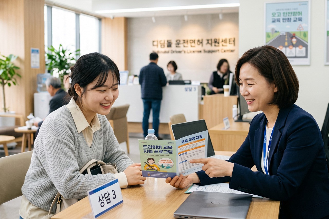 도로교통공단 '디딤돌 운전면허지원센터'에서 상담을 받는 젊은 여성 /사진=AI생성